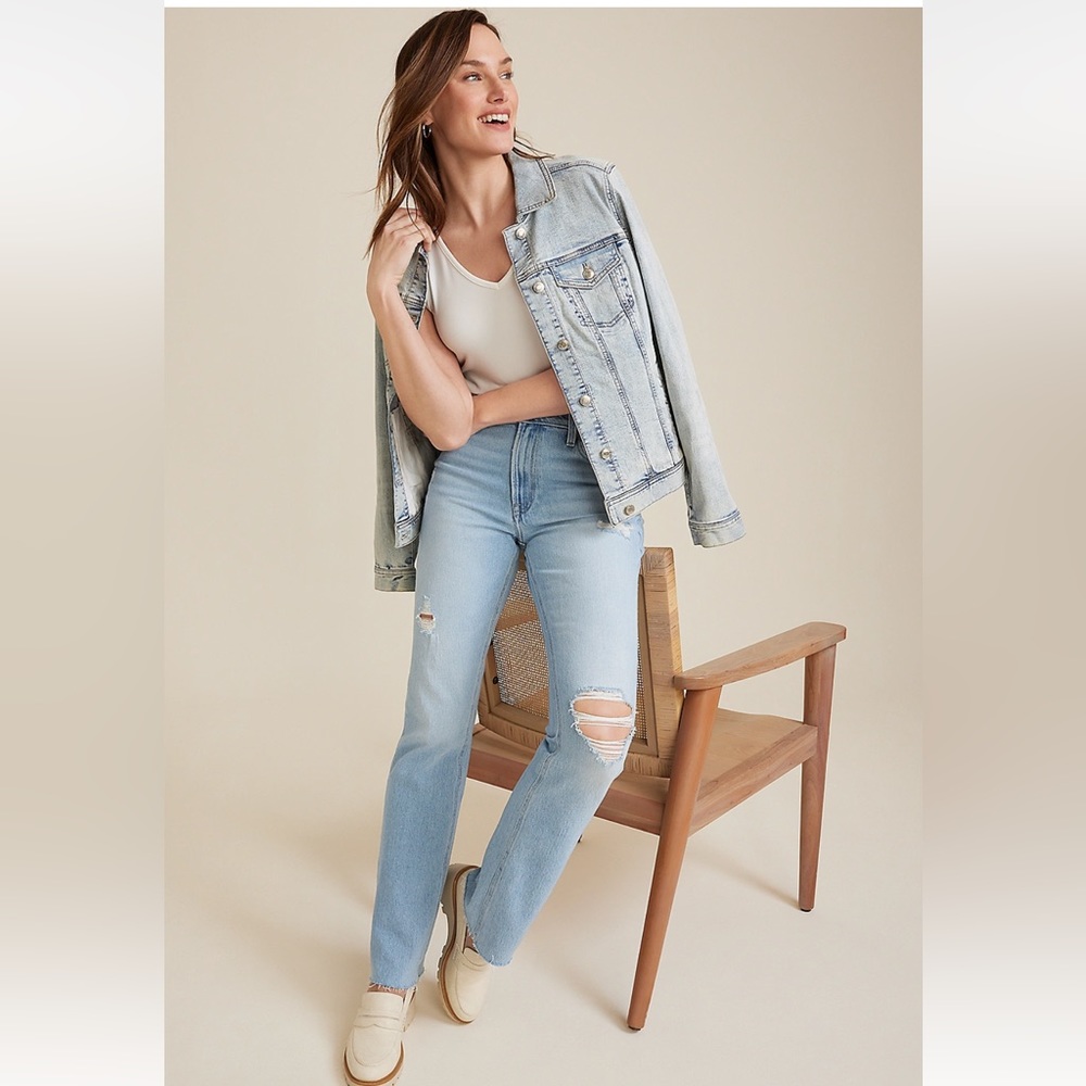 Maurice’s check slim boot cut, high rise